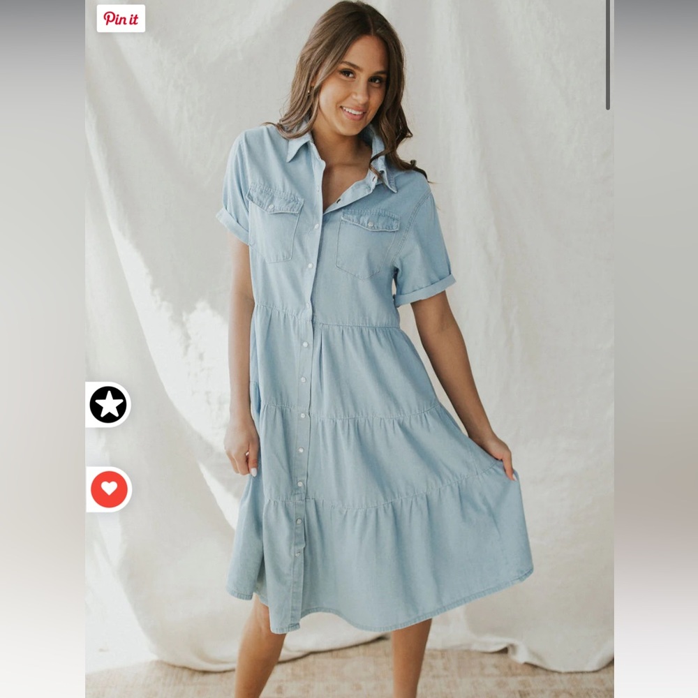 Henly Knee Length Blue Denim Dress